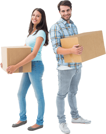 image of a couple holding two boxes