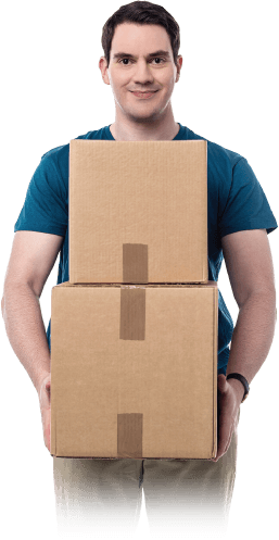 photo of a professional mover holding a box